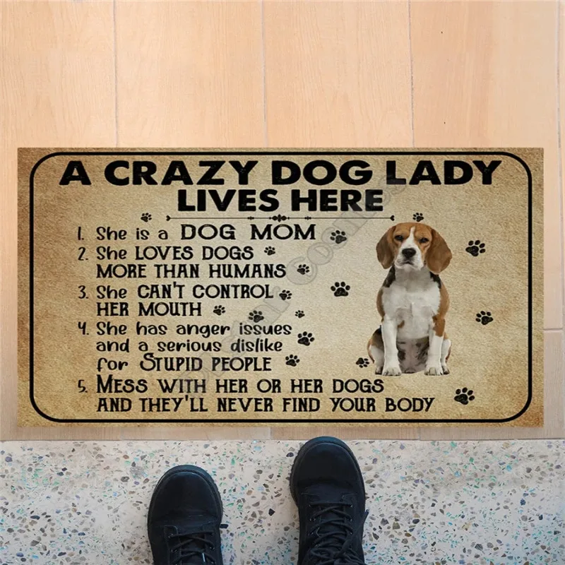 Erugear Beagle A Crazy Dog леди живет здесь, дверной коврик под заказ, 3D, все размеры 
Erugear Beagle A Crazy Dog леди живет здесь, дверной коврик под заказ, 3D, все размеры