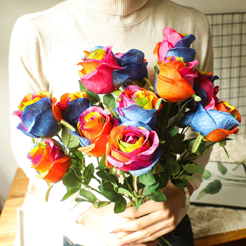 1 Pcs Polyester Colorful Roses Artificial Flower for Home Docor Green Plant Fake Flower Home/wedding Decoration Accessories
1 Pcs Polyester Colorful Roses Artificial Flower for Home Docor Green Plant Fake Flower Home/wedding Decoration Accessories