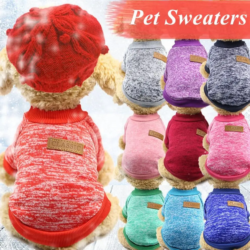 Модный свитер для собак зимняя одежда Классический кошек теплый собачий пуловер