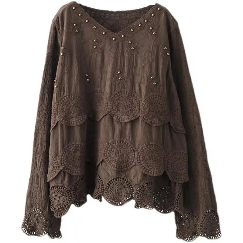 2021 New Spring Women Loose Casual Long Sleeve O-neck T Shirt Lace Patchwork Embroidered Flares Design Cotton Linen T-shirt W92
2021 New Spring Women Loose Casual Long Sleeve O-neck T Shirt Lace Patchwork Embroidered Flares Design Cotton Linen T-shirt W92