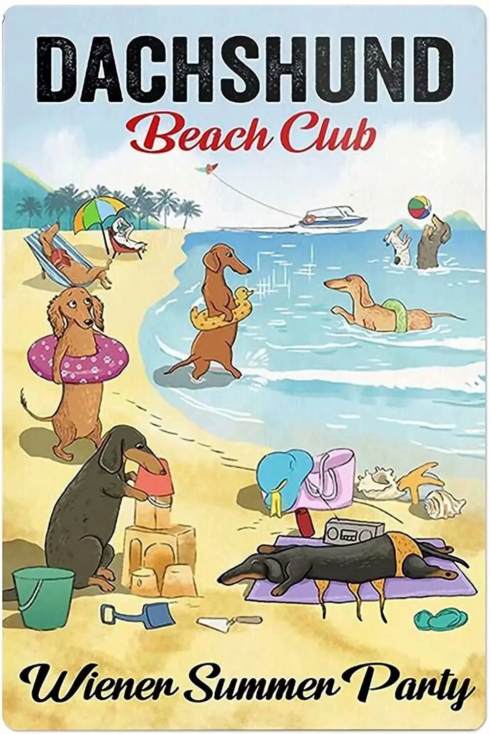 

Забавная собака, металлический жестяной знак, Такса, пляжный клуб, печатный плакат, бар, кафе, гостиная, кухня, домашнее искусство, настенное ...