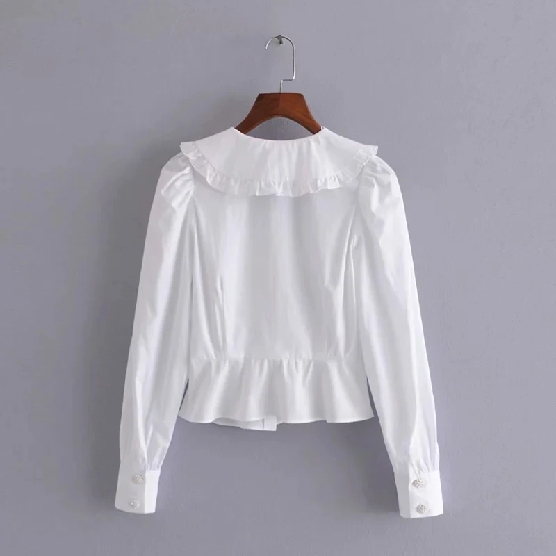 Za Women Sweet Shirts Ruffle Trim Cropped Blouses White Long Sleeves Puff Sleeve Gem Button Female Crop Top Mujer Blusas Vintage
Za Women Sweet Shirts Ruffle Trim Cropped Blouses White Long Sleeves Puff Sleeve Gem Button Female Crop Top Mujer Blusas Vintage