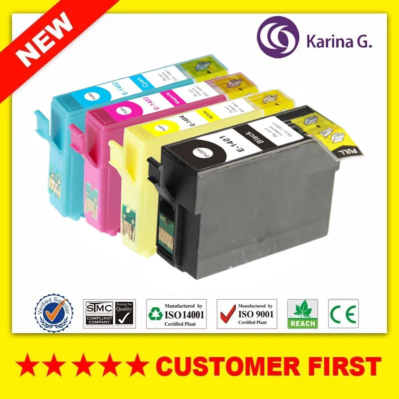 Compatible for Epson T1401- T1404 ink cartridge suit for Epson Stylus TX560WD NX635 Workforce 60 525 545 625 630 633 645 etc.
Compatible for Epson T1401- T1404 ink cartridge suit for Epson Stylus TX560WD NX635 Workforce 60 525 545 625 630 633 645 etc.