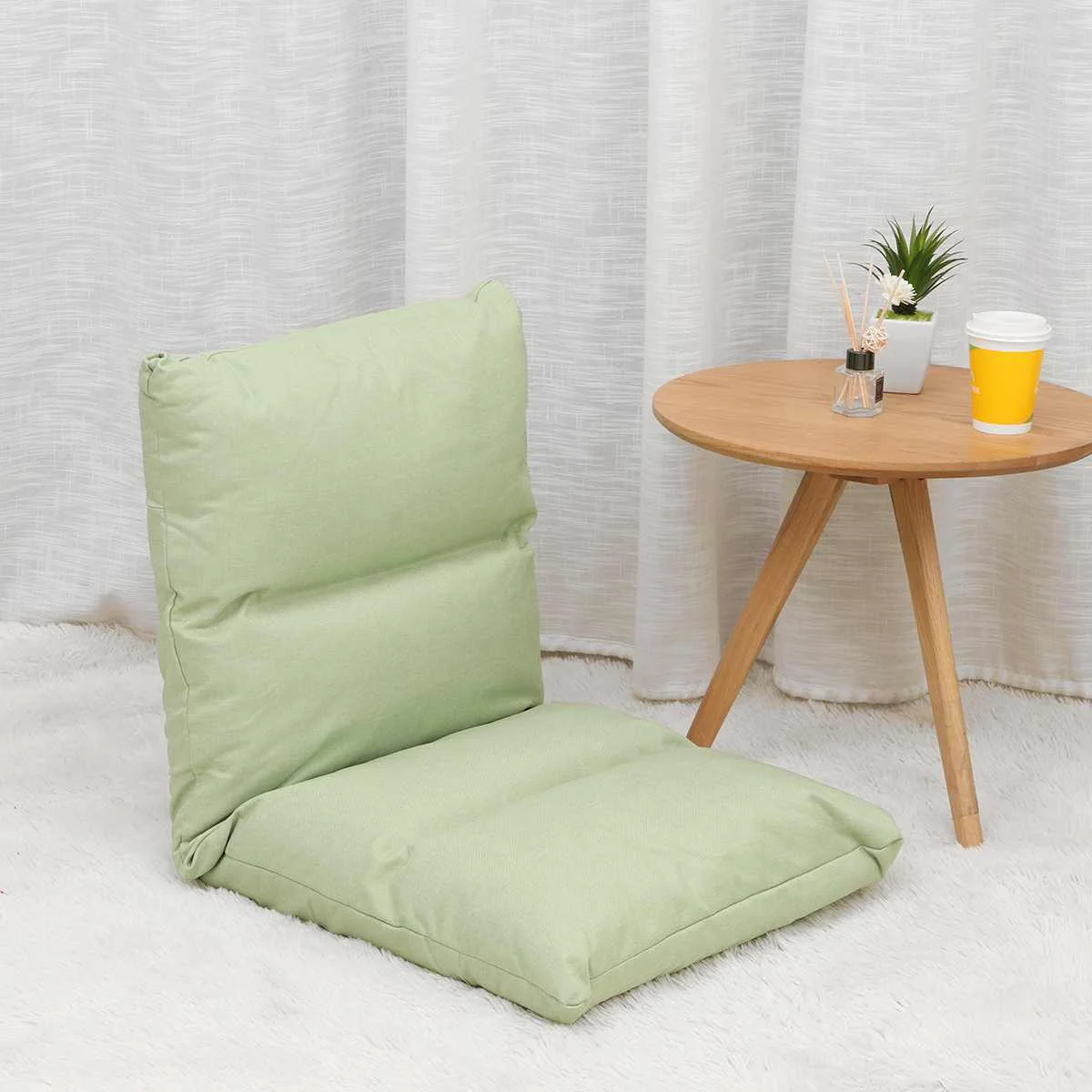 Adjustable Floor Chair Folding Relaxing Lazy Sofa Chair Cushioned Couch Lounger Solid Long Seat Cushion Mat Sofa Tatami Mat