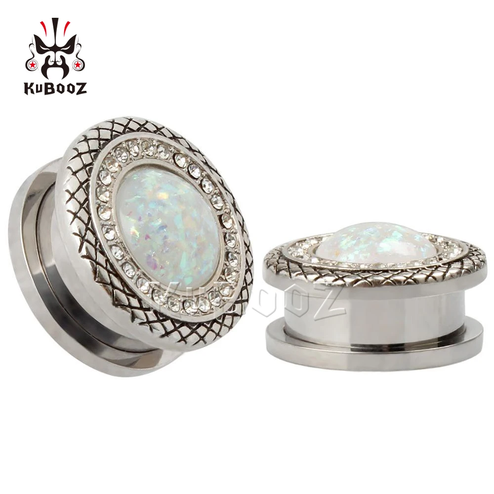 KUBOOZ Fashion Stainless Steel White Opal Border Ear Piercing Tunnels Plugs Gauges Body Jewelry Ear Expanders Stretchers 2PCS
KUBOOZ Fashion Stainless Steel White Opal Border Ear Piercing Tunnels Plugs Gauges Body Jewelry Ear Expanders Stretchers 2PCS