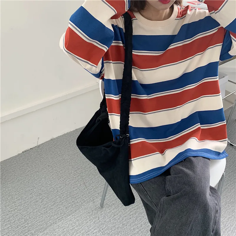 Net Red Sweater Women's Vintage Korean Style Loose Early Autumn Lazy Wind Long-sleeved Thin Japanese Striped Top Coat
Net Red Sweater Women's Vintage Korean Style Loose Early Autumn Lazy Wind Long-sleeved Thin Japanese Striped Top Coat