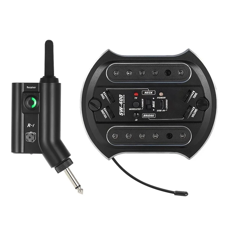 Acoustic Guitar Wireless Pickup System SW400+R1 UHF Rechargeable Acoustic Guitar Wireless Sound Hole Pickup System 
Acoustic Guitar Wireless Pickup System SW400+R1 UHF Rechargeable Acoustic Guitar Wireless Sound Hole Pickup System