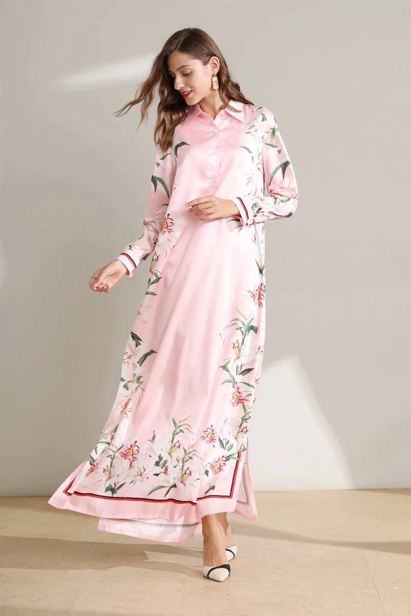 Lady Milan Women's Runway Dresses Turn Down Collar Long Sleeves Floral Printed Loose Designer Fashion Casual Long Dresses
Lady Milan Women's Runway Dresses Turn Down Collar Long Sleeves Floral Printed Loose Designer Fashion Casual Long Dresses