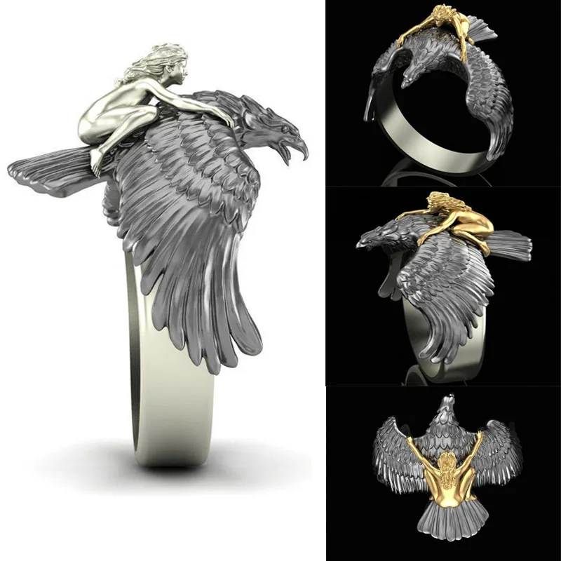 Fashion Vintage Mythology 3D Three-dimensional Gold Flying Eagle Angel Trainer Naked Ring Men Personality Women Rings Jewelry
Fashion Vintage Mythology 3D Three-dimensional Gold Flying Eagle Angel Trainer Naked Ring Men Personality Women Rings Jewelry