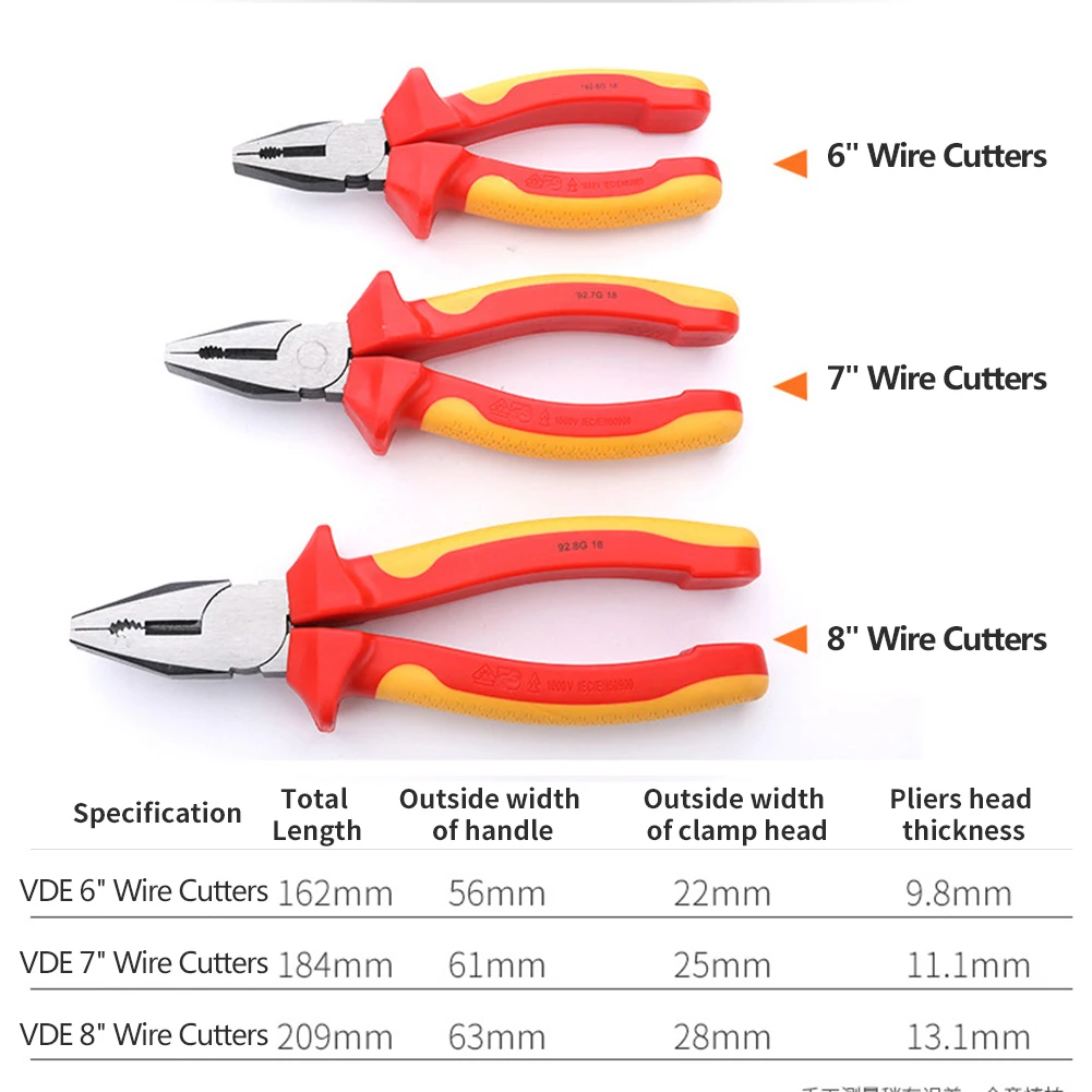 insulation 1000V Electrician Insulated pliers VDE certification Ergonomic rubberized handle for construction machinery
insulation 1000V Electrician Insulated pliers VDE certification Ergonomic rubberized handle for construction machinery