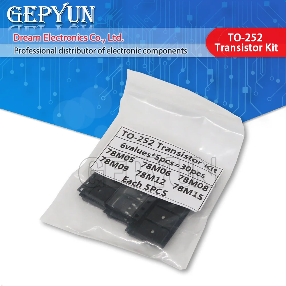 6Kinds*5PCS=30PCS TO-252 Transistor Kit 78M05 78M06 78M08 78M09 78M12 78M15 each 5PCS
6Kinds*5PCS=30PCS TO-252 Transistor Kit 78M05 78M06 78M08 78M09 78M12 78M15 each 5PCS