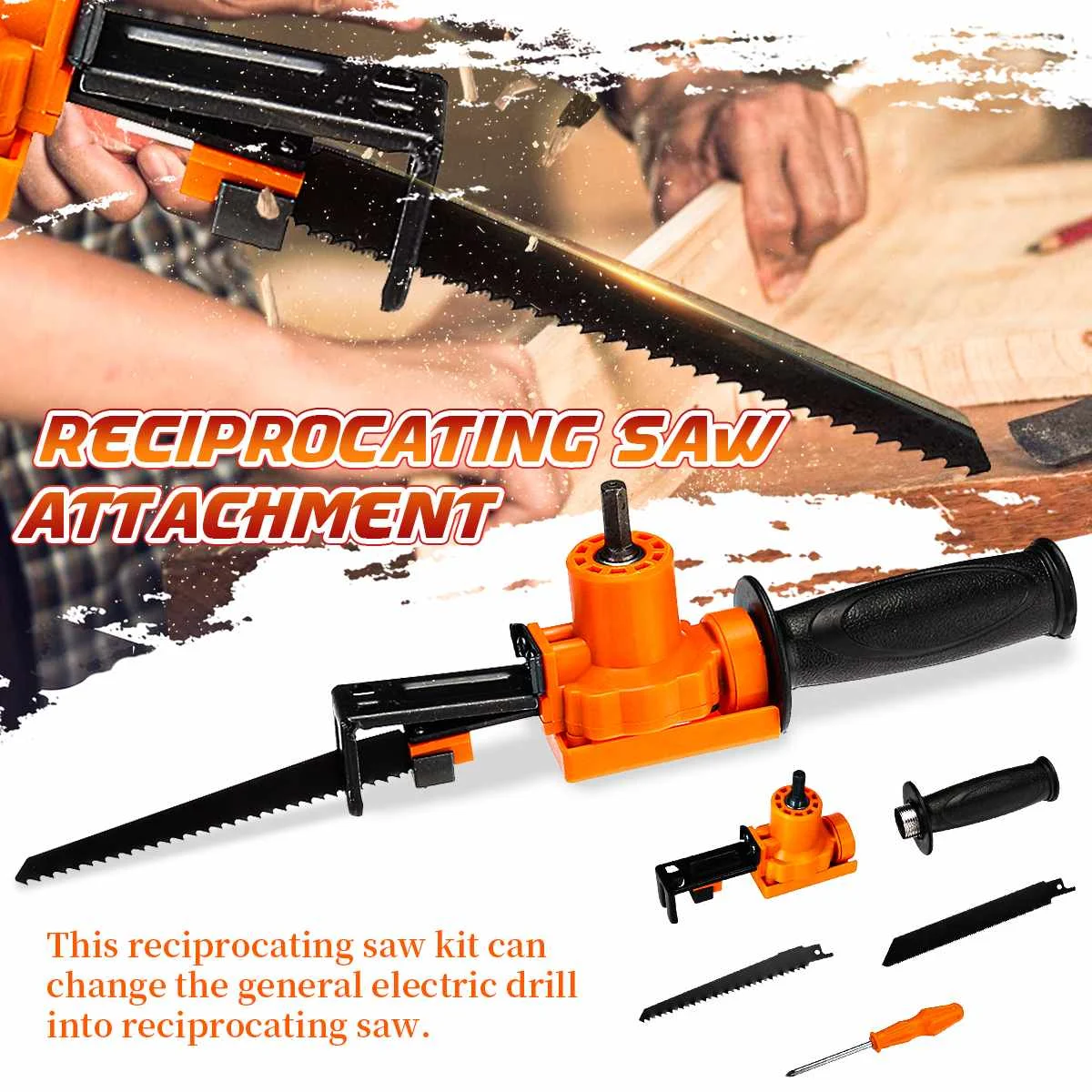 Portable Reciprocating Saw Adapter Accessory Wood Metal Cutting Tools Electric Drill Converter Attachment Change with Saw Blade
Portable Reciprocating Saw Adapter Accessory Wood Metal Cutting Tools Electric Drill Converter Attachment Change with Saw Blade