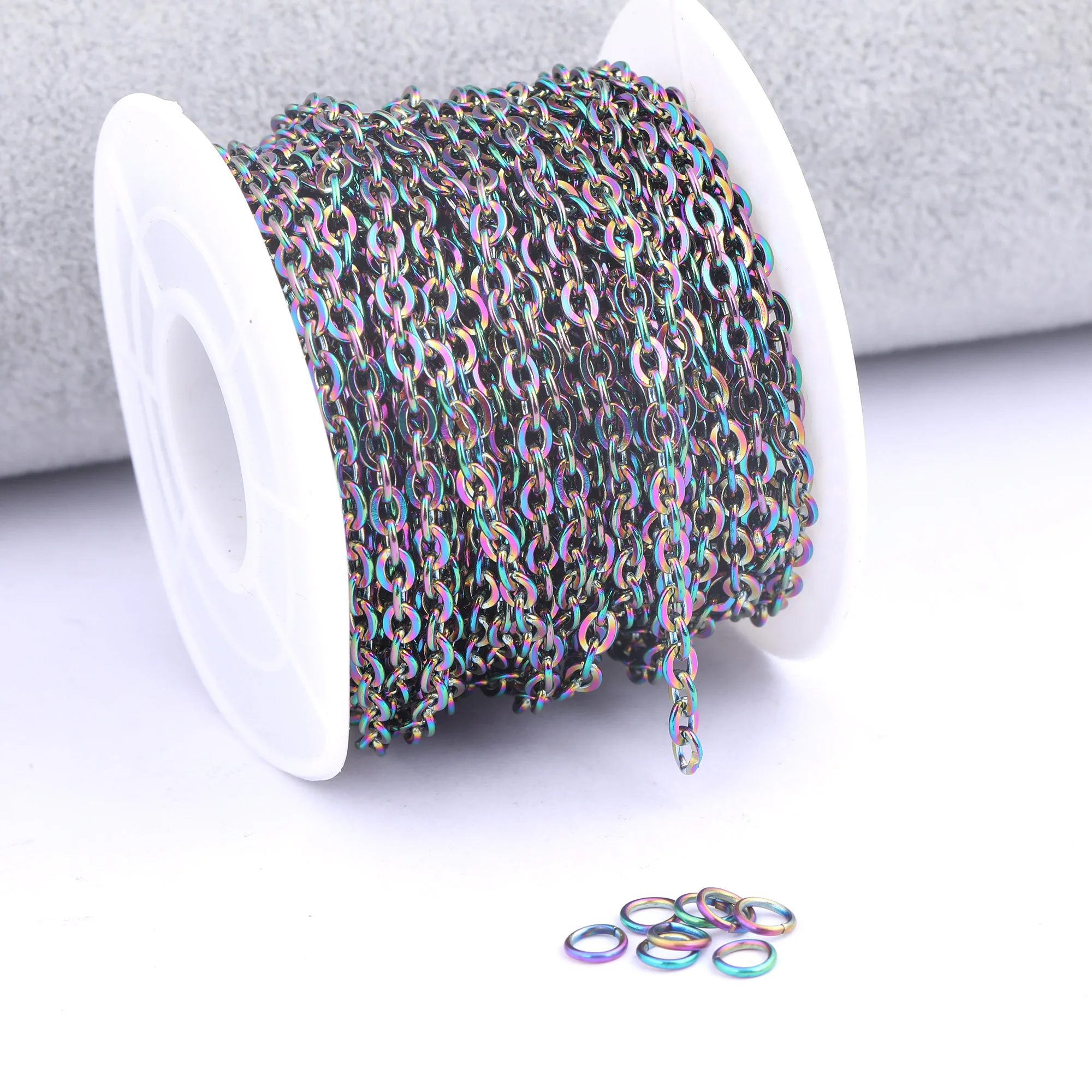 10meters Stainless Steel Bulk Chain Roll For Jewelry Making Diy Pendant Necklace Findings Rainbow Color 2x3mm Link
10meters Stainless Steel Bulk Chain Roll For Jewelry Making Diy Pendant Necklace Findings Rainbow Color 2x3mm Link