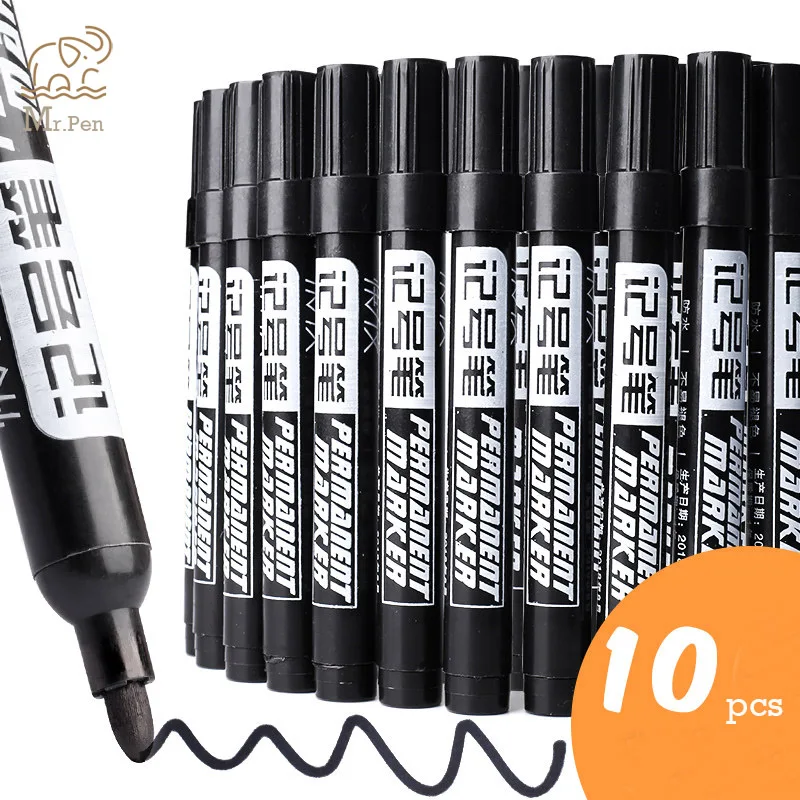 

5/10pcs Permanent Paint Marker Pen Oily Waterproof Black Pen for Tyre Markers Quick Drying Signature Pen Stationery Supplies