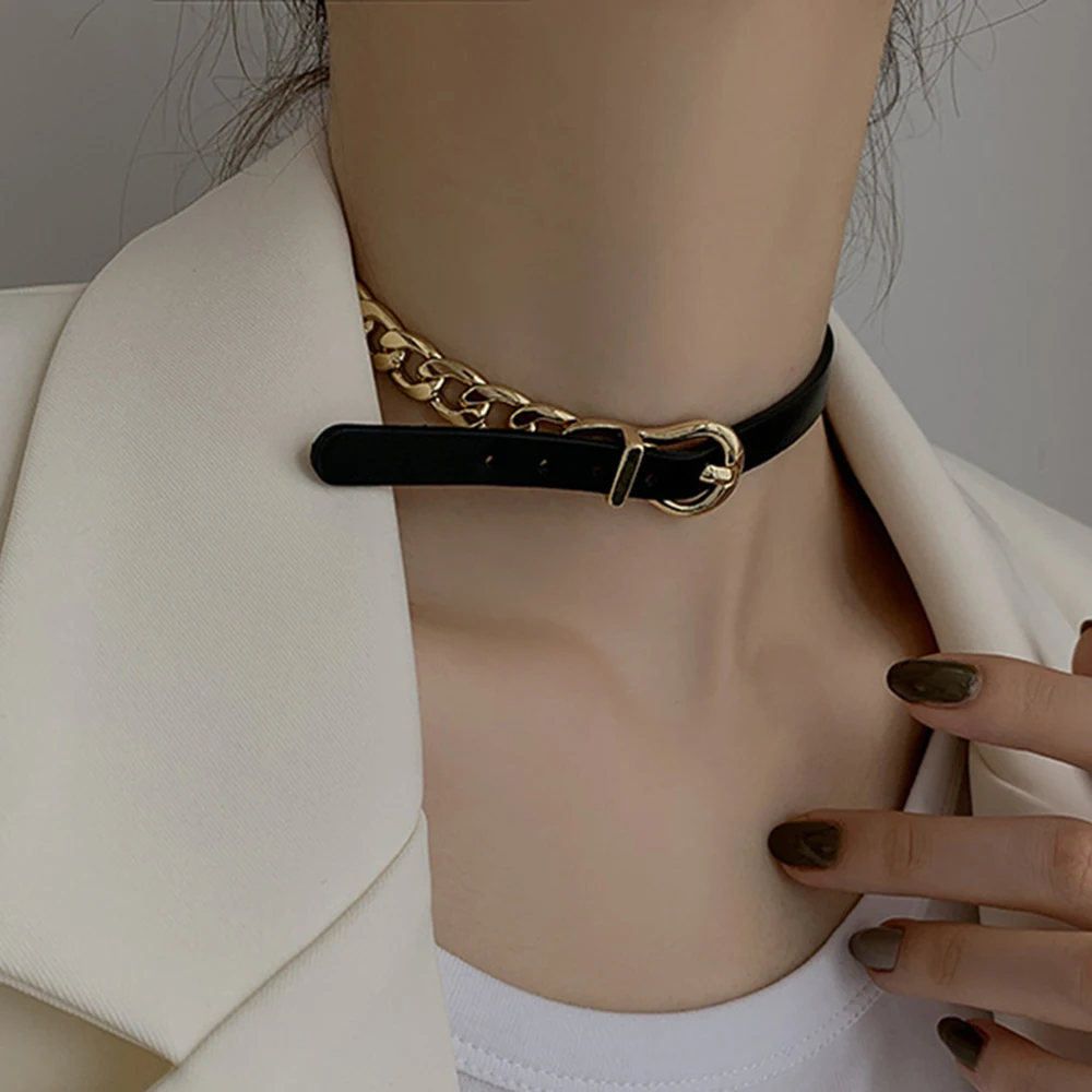 Fashion leather chain necklace, a two-wearing trendy personality collar, personality design sense bracelet, women
Fashion leather chain necklace, a two-wearing trendy personality collar, personality design sense bracelet, women