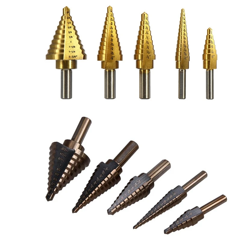6Pcs Titanium Plating Nano Coated Step Drill Bit with Center Punch Set Hole Cutter Drilling Tool
6Pcs Titanium Plating Nano Coated Step Drill Bit with Center Punch Set Hole Cutter Drilling Tool