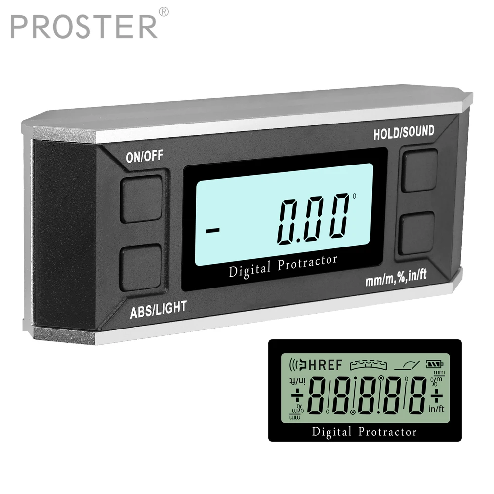 Proster Digital Protractor Level Angle Finder Angle Gauge Inclinometer with V-Groove Magnet Base Protractor Box Waterproof IP65
Proster Digital Protractor Level Angle Finder Angle Gauge Inclinometer with V-Groove Magnet Base Protractor Box Waterproof IP65
