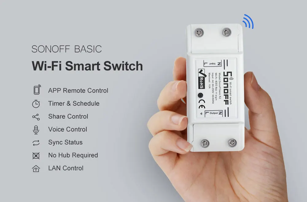 ITEAD Sonoff Basic R2 Wifi DIY Smart Wireless Remote Control Switch Smart Home Light Module Work with Alexa Google Home eWeLink
ITEAD Sonoff Basic R2 Wifi DIY Smart Wireless Remote Control Switch Smart Home Light Module Work with Alexa Google Home eWeLink