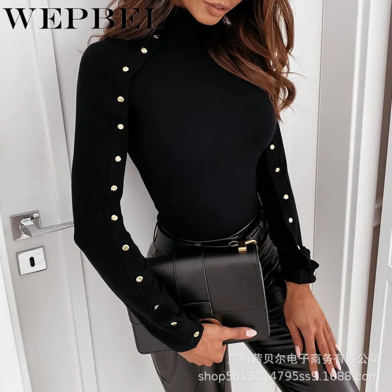 WEPBEL Sexy Women Skinny Long Sleeve Knitted Turtleneck Button Shirt Top Bodysuit Autumn Casual Bodycon T-shirt Tops
WEPBEL Sexy Women Skinny Long Sleeve Knitted Turtleneck Button Shirt Top Bodysuit Autumn Casual Bodycon T-shirt Tops