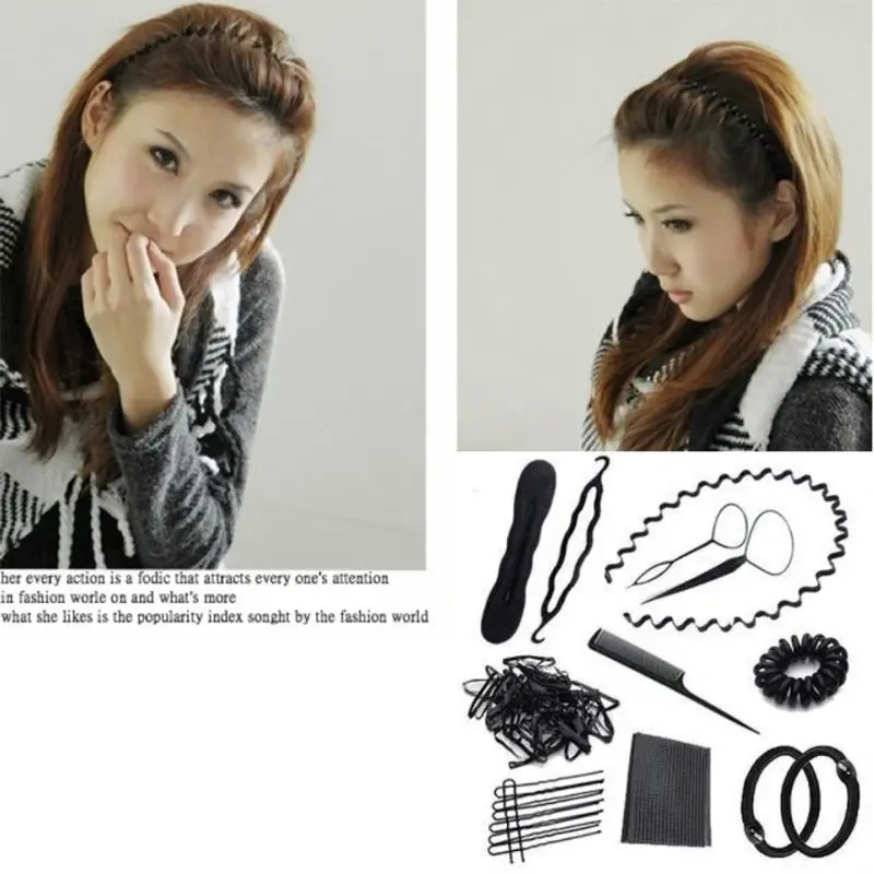 10 In 1 Women Bun Maker DIY Hair Styling Accessories Kit Magic Twister Ties Gum Hairpins Clips Braiding Hairdress Tool Set
10 In 1 Women Bun Maker DIY Hair Styling Accessories Kit Magic Twister Ties Gum Hairpins Clips Braiding Hairdress Tool Set