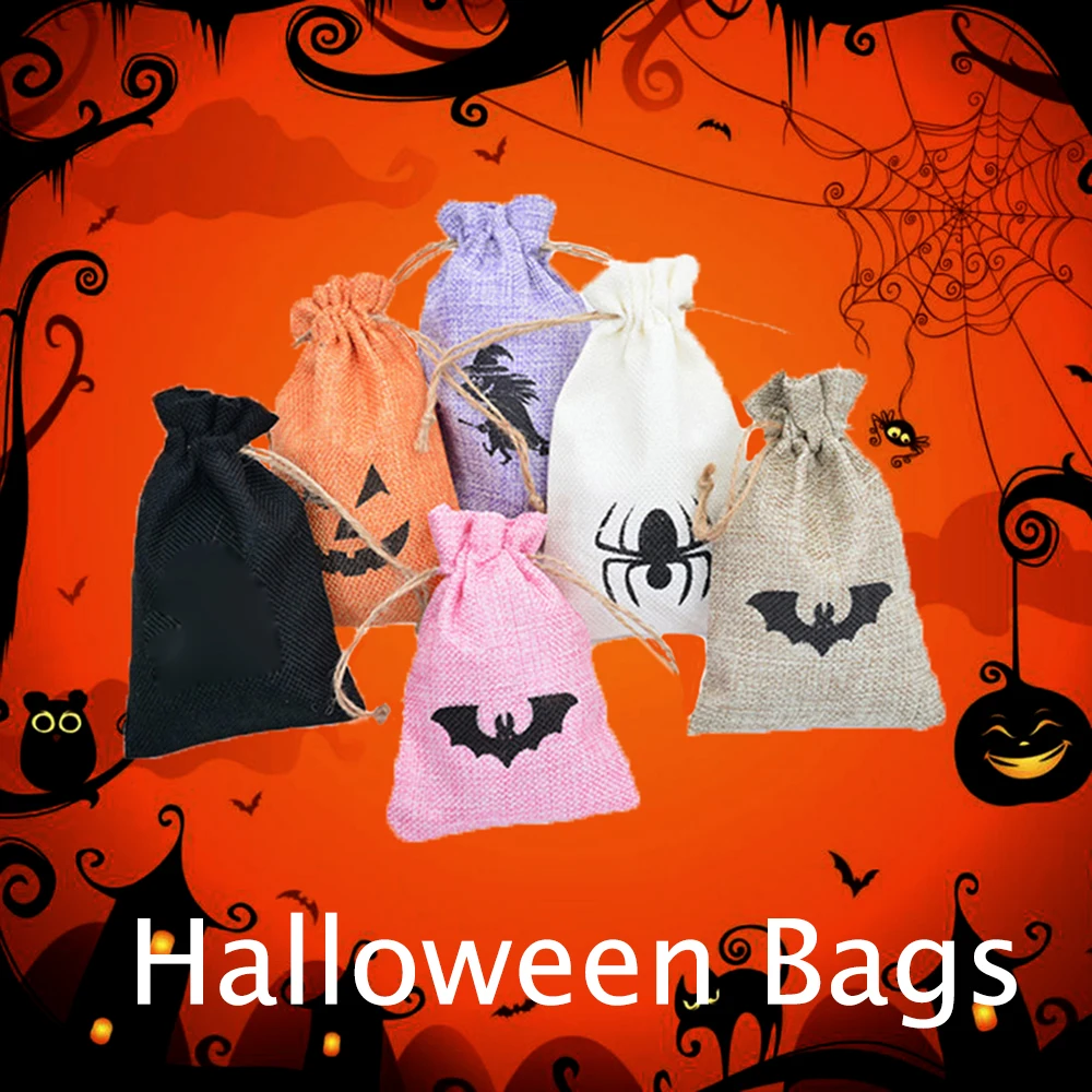 Fashion Halloween Drawstring Burlap Jute Gift Bags With Jewelry Packaging Spider Pumpkin Bat Candy Bag Pouch
Fashion Halloween Drawstring Burlap Jute Gift Bags With Jewelry Packaging Spider Pumpkin Bat Candy Bag Pouch