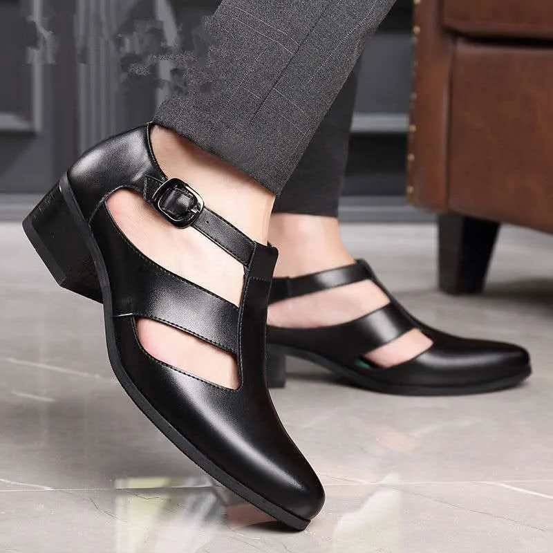 New Summer Sandals Mens PU Leather Buckle Hollow Breathble High Heels Mens Shoes Casual Rome Style Trendy Shoes For Men Zapat
New Summer Sandals Mens PU Leather Buckle Hollow Breathble High Heels Mens Shoes Casual Rome Style Trendy Shoes For Men Zapat