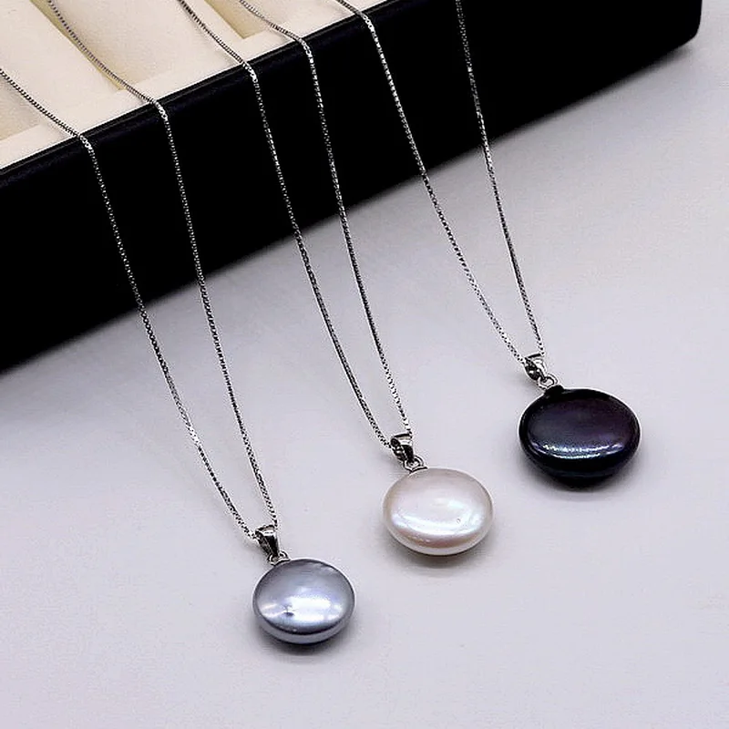 Women's Pendant Necklace Natural Pearl Pendant Silver Necklace White/Black/Silver Grey Silver Coin Baroque Pendant Necklace 
Women's Pendant Necklace Natural Pearl Pendant Silver Necklace White/Black/Silver Grey Silver Coin Baroque Pendant Necklace