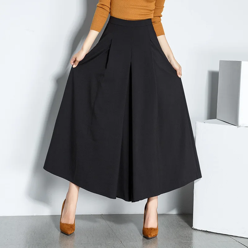 Spring Autumn Women Black Wide Leg Pants Skirts Female High Waist Vintage Elegant Loose Ankle-Length Trousers Office Lady Pants
Spring Autumn Women Black Wide Leg Pants Skirts Female High Waist Vintage Elegant Loose Ankle-Length Trousers Office Lady Pants