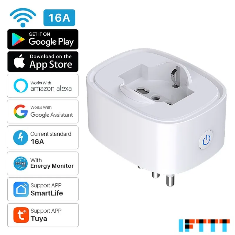 Wifi Smart Plug 16A Italy Power Socket With Power Monitor Timer Tuya SmartLife APP Remote Voice Control Works for Alexa Google
Wifi Smart Plug 16A Italy Power Socket With Power Monitor Timer Tuya SmartLife APP Remote Voice Control Works for Alexa Google