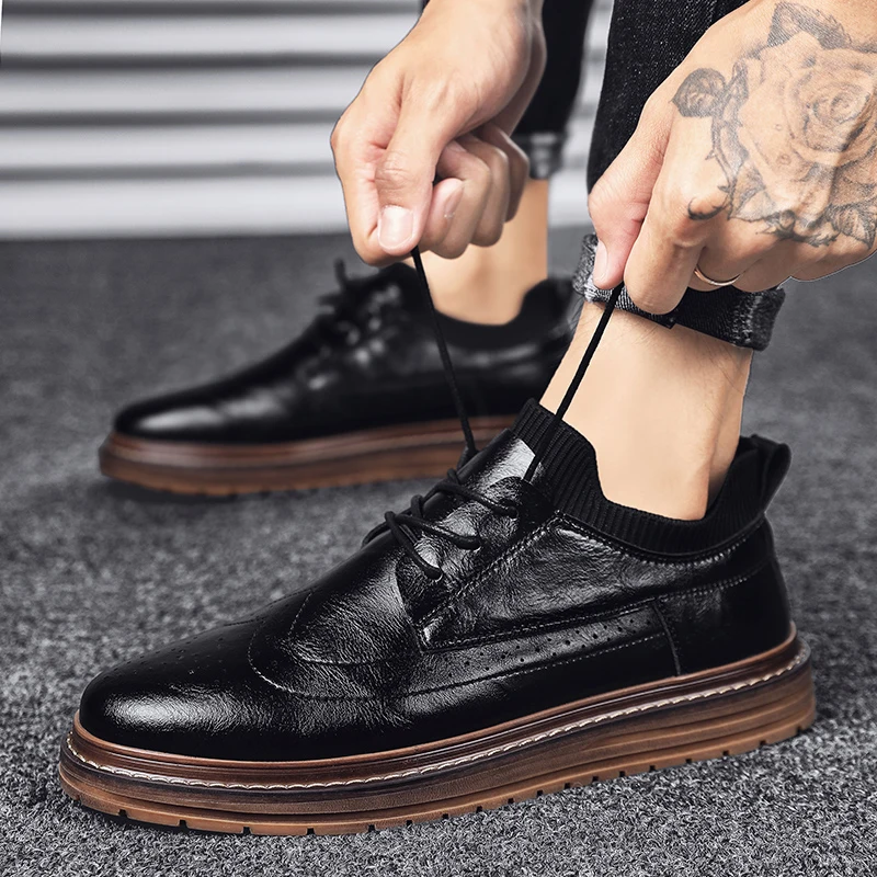 Men Leather Shoes Men's Casual Shoes Wedding Party Dress Shoes British style Male Brock Flats
Men Leather Shoes Men's Casual Shoes Wedding Party Dress Shoes British style Male Brock Flats