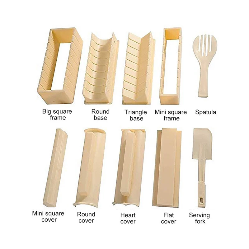 10PCS Sushi Making Set Professional Rice Roll Mold Sushi Press Mold Fork Spatula DIY Plastic Sushi Maker Kitchen Accessories
10PCS Sushi Making Set Professional Rice Roll Mold Sushi Press Mold Fork Spatula DIY Plastic Sushi Maker Kitchen Accessories