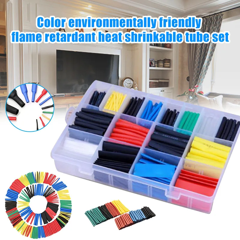 

580pcs Heat Shrink Tubing Sleeving Wrap Tube Cable Wire Kit 2:1 Ratio Assortment lpfk Cable Sleeves Wiring Accessories Electrica