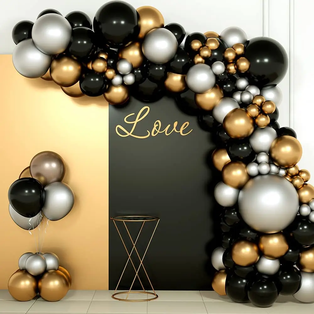 110Pcs Black Gold Silver Balloons Arch Metallic Balloons Garland Kit New Year Decoration 2022 Wedding Birthday Party Decoration
110Pcs Black Gold Silver Balloons Arch Metallic Balloons Garland Kit New Year Decoration 2022 Wedding Birthday Party Decoration