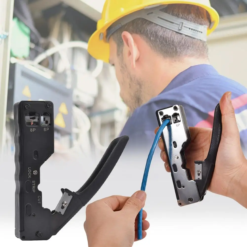 Through-hole Wire Crimper Multifunctional Wire Cutter EZ. 6P. 8P Three-purpose Crimping Pliers Tools For RJ11 RJ12 RJ45
Through-hole Wire Crimper Multifunctional Wire Cutter EZ. 6P. 8P Three-purpose Crimping Pliers Tools For RJ11 RJ12 RJ45