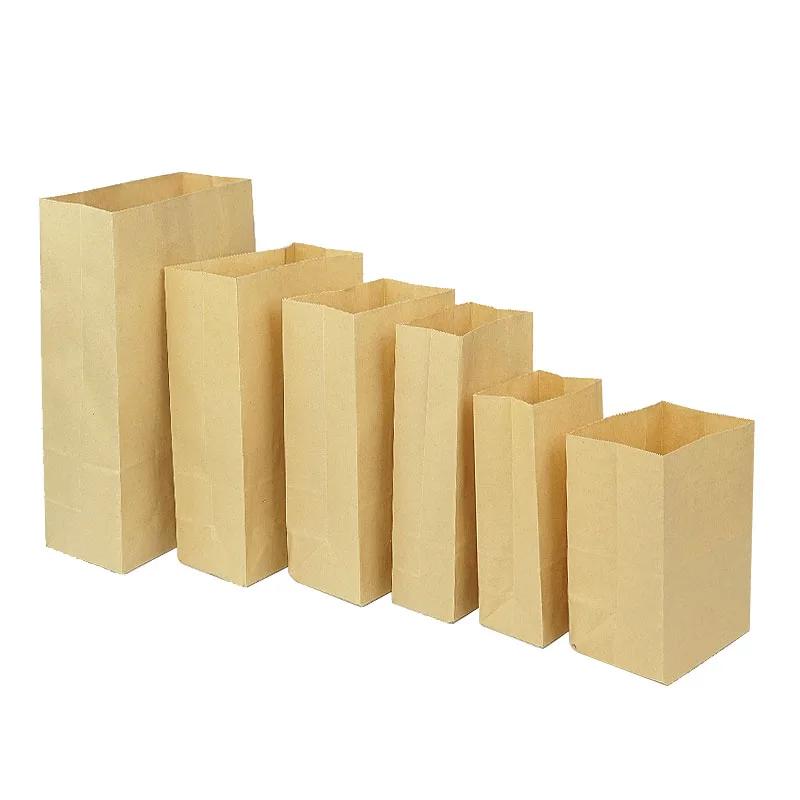 

50Pcs Paper Bag Brown Kraft Paper Bag Gift Bags Packing Biscuits Candy Food Bread Cookie Bread Nuts Snack Baking Package