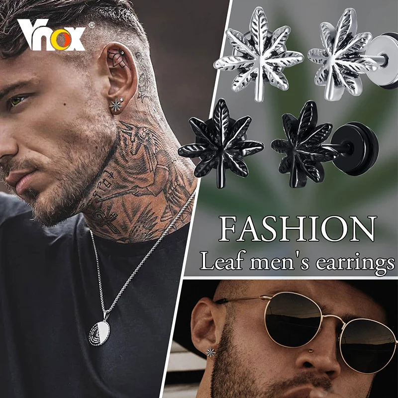Vnox Small Stud Earrings for Men, Gothic Retro Stainless Steel Reggae Leaf Earrings
Vnox Small Stud Earrings for Men, Gothic Retro Stainless Steel Reggae Leaf Earrings
