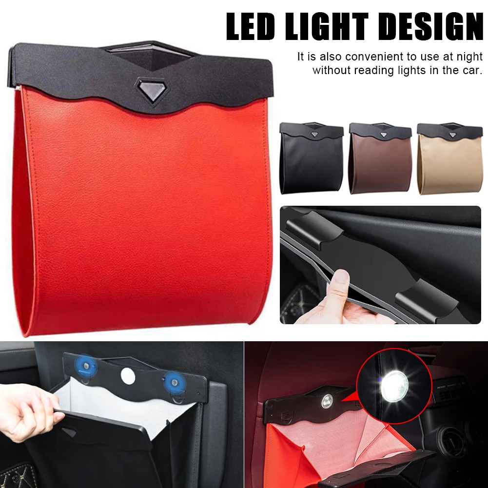 Smart LED Car Trash Can Waterproof Folding Leather Garbage Bag Storage Pocket Leak-Proof Reusable Back Seat Hanging Organizer
Smart LED Car Trash Can Waterproof Folding Leather Garbage Bag Storage Pocket Leak-Proof Reusable Back Seat Hanging Organizer
