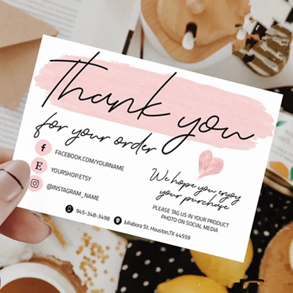 

Personalize Logo Thank You For Your Order Cards Business Thank You Card Template, Custom Text Social Medial Card