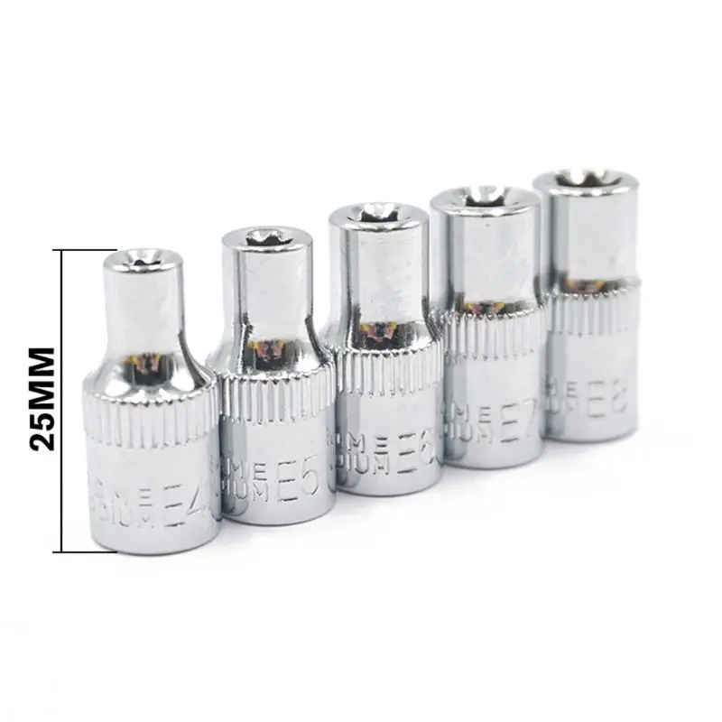 5PC 1/4 Inch(6.3mm) Torx Star Bit Female E Socket Set E4,E5, E6,E7, E8 Star Socket Set Hand Repair Tools K2V
5PC 1/4 Inch(6.3mm) Torx Star Bit Female E Socket Set E4,E5, E6,E7, E8 Star Socket Set Hand Repair Tools K2V