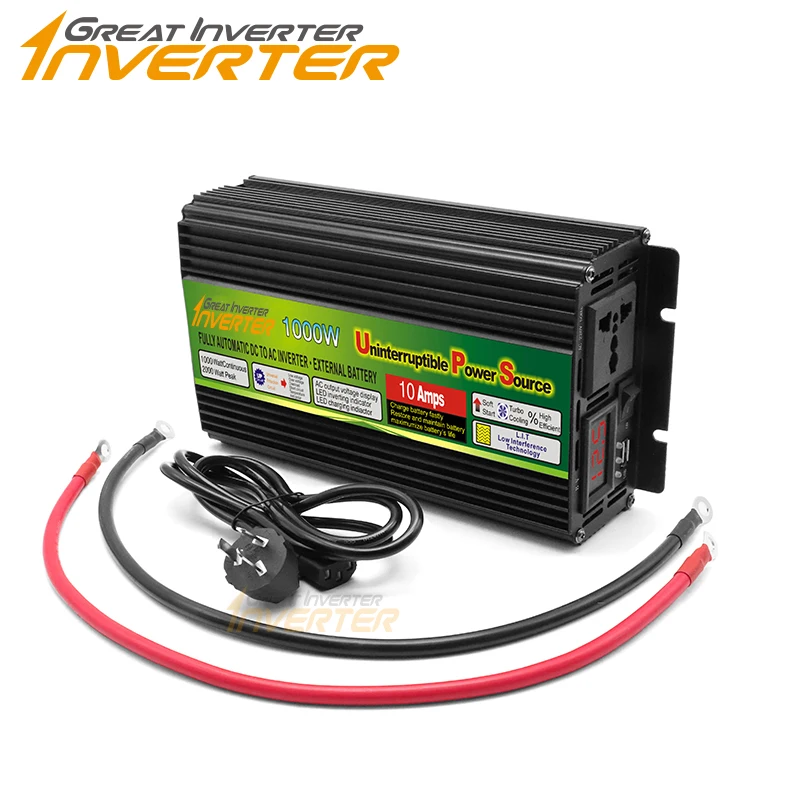 12 В постоянного тока со встроенным аккумулятором 1000 В переменного тока, Вт, встроенный синусоидальный сигнал, для автомобилей, офиса, домашнего использования
12 В постоянного тока со встроенным аккумулятором 1000 В переменного тока, Вт, встроенный синусоидальный сигнал, для автомобилей, офиса, домашнего использования