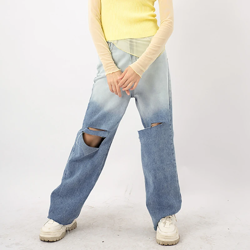 SHENGPALAE Streetwear Gradient Color Jeans Women's Summer 2021 New High Waist Hole Loose Straight Denim Pants Female Tide 5E312
SHENGPALAE Streetwear Gradient Color Jeans Women's Summer 2021 New High Waist Hole Loose Straight Denim Pants Female Tide 5E312