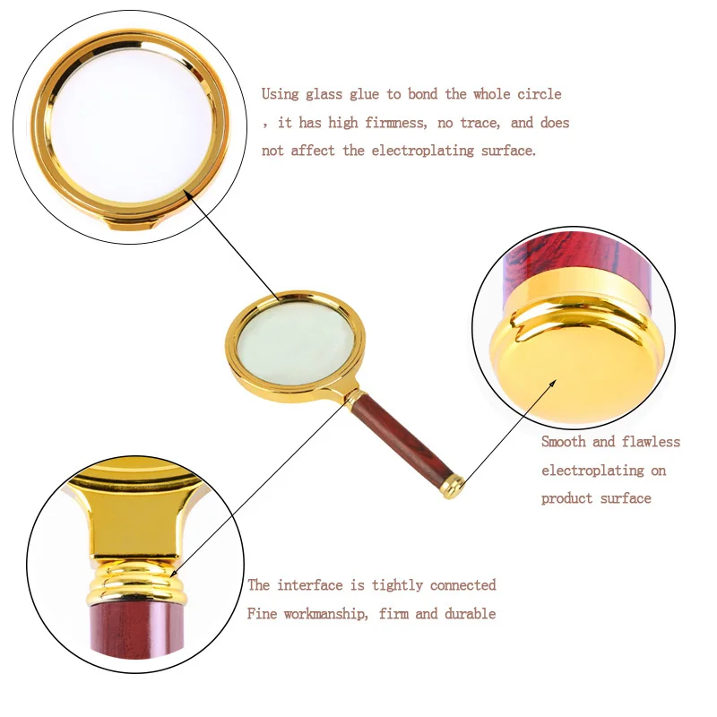 

Junejour 10X Magnifying Glass Handheld Loupe Portable Magnifier for Jewelry Newspaper Reading 60mm/70mm/80mm/90mm