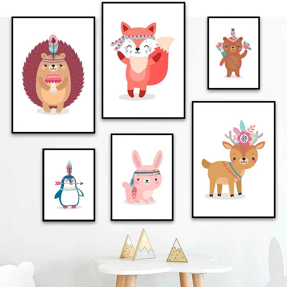 Penguin Rabbit Fox Bear Hedgehog deer Cartoon Wall Art Canvas Painting Nordic Posters And Prints Wall Pictures Kids Room Decor
Penguin Rabbit Fox Bear Hedgehog deer Cartoon Wall Art Canvas Painting Nordic Posters And Prints Wall Pictures Kids Room Decor
