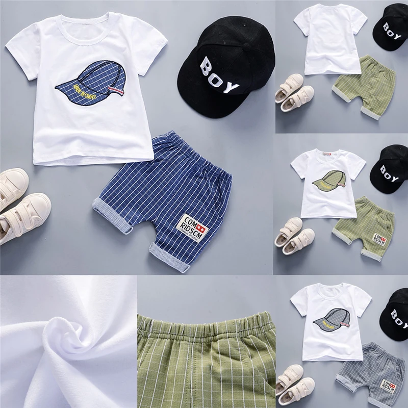 2Pc Toddler Baby Boys T-shirts+lattice short pants Outfits Newborn cartoon hat print O-neck Short Sleeve top tee clothes Set A40
2Pc Toddler Baby Boys T-shirts+lattice short pants Outfits Newborn cartoon hat print O-neck Short Sleeve top tee clothes Set A40