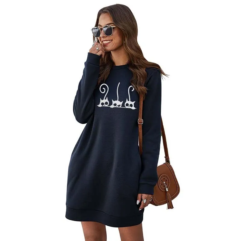 Elegant Vestidos Plus Size Dress Women Cat Embroidery Print Long Sleeve O-neck Pullover Mini Dresses Ladies Sweatshirt Dress
Elegant Vestidos Plus Size Dress Women Cat Embroidery Print Long Sleeve O-neck Pullover Mini Dresses Ladies Sweatshirt Dress