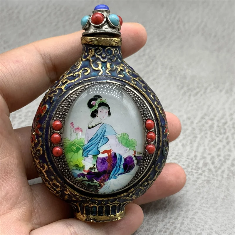 China Elaboration Tibetan Silver Statue Inlay Gems " Beautiful Woman " Snuff Bottle Metal Crafts Home Decoration#2
China Elaboration Tibetan Silver Statue Inlay Gems " Beautiful Woman " Snuff Bottle Metal Crafts Home Decoration#2