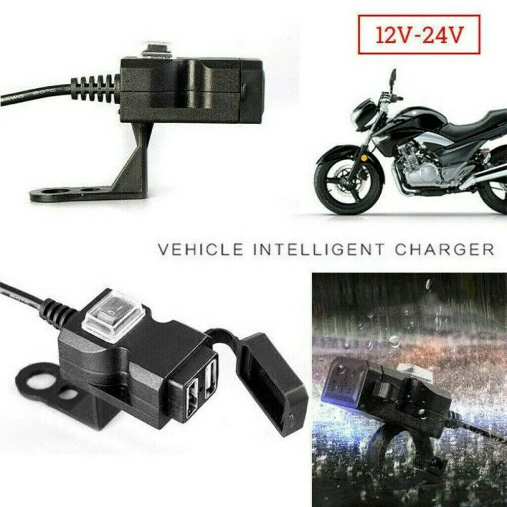1pc Dual Waterproof USB Port Motorcycle Charger Socket Black Power Adapter Motorbike Handlebar USB Socket Charger 12V-24V
1pc Dual Waterproof USB Port Motorcycle Charger Socket Black Power Adapter Motorbike Handlebar USB Socket Charger 12V-24V