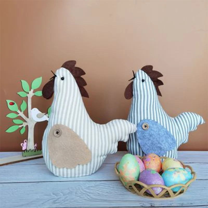Easter Rooster Decoration Kids Toys Gifts Home Party Ornaments Linen Cloth Doll