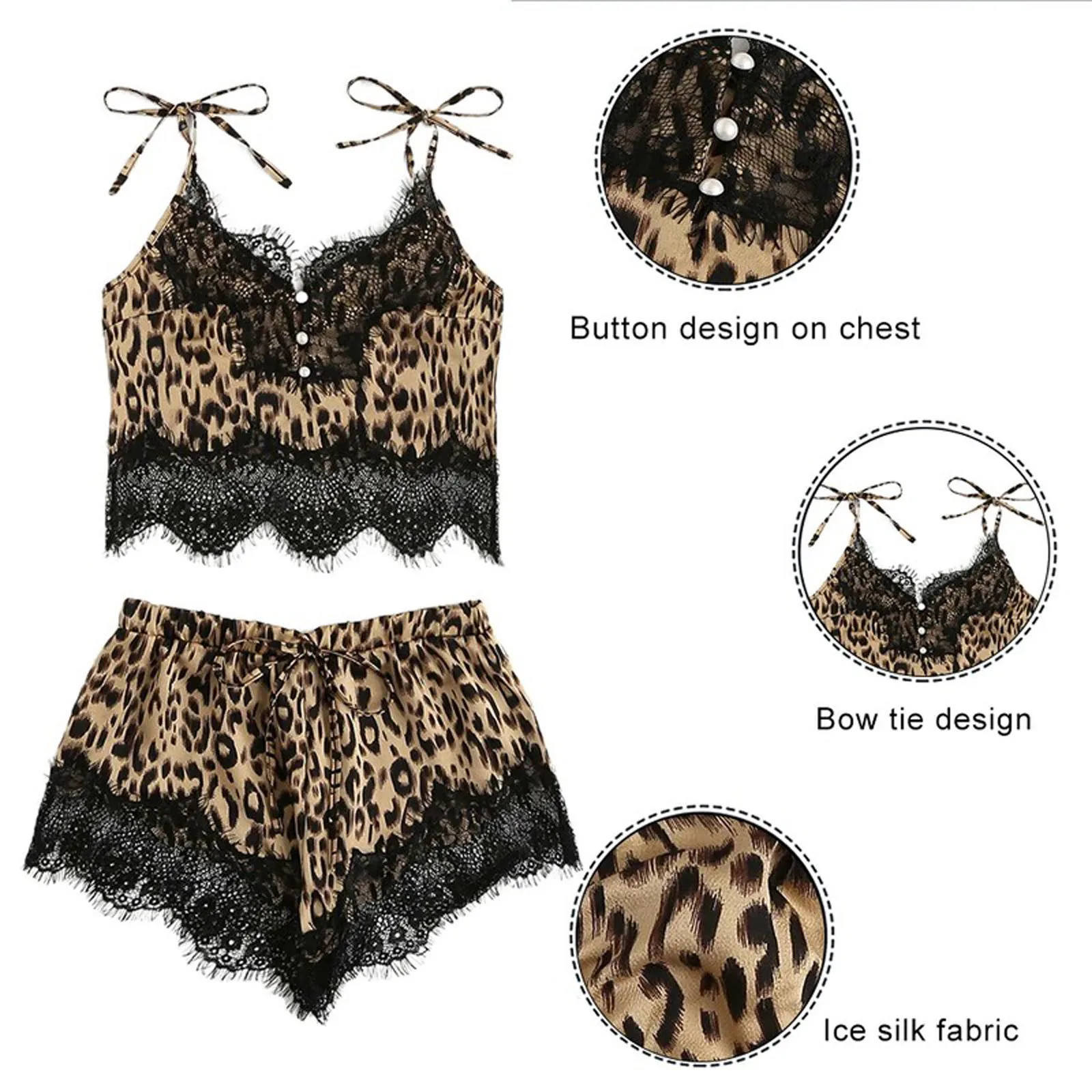 Sexy Pajamas Set Black Leopard Print Buttons Decoration Summer Sleeveless Shorts 2021 Casual Homewear for Women Pizama Damska
Sexy Pajamas Set Black Leopard Print Buttons Decoration Summer Sleeveless Shorts 2021 Casual Homewear for Women Pizama Damska