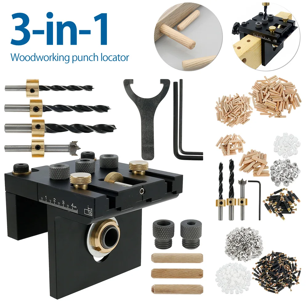 3 In 1 Pocket Hole Jig Adjustable Dowel Jig Drill Kit 6/8/10mm Drill Bit Woodworking Drilling Guide Positioner Punch Locator
3 In 1 Pocket Hole Jig Adjustable Dowel Jig Drill Kit 6/8/10mm Drill Bit Woodworking Drilling Guide Positioner Punch Locator